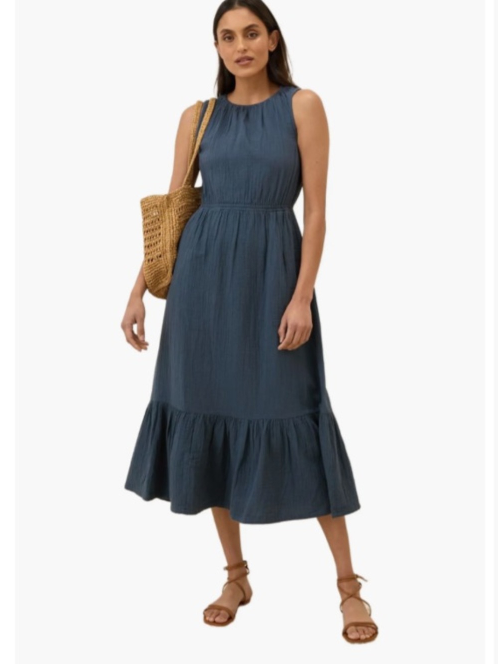 PACT Organic Cotton Coastal Double Gauze Tiered Midi Dress